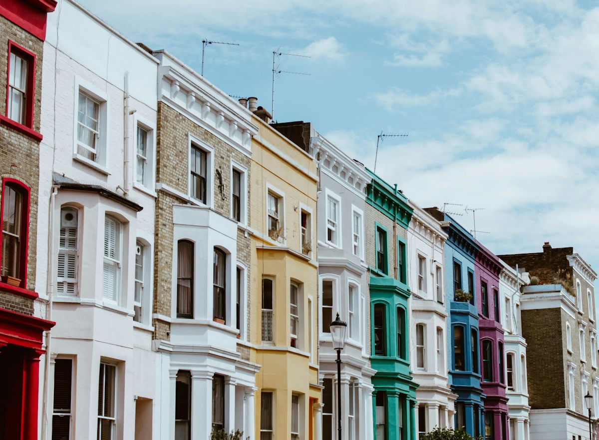 Colourful terraced homes in London
